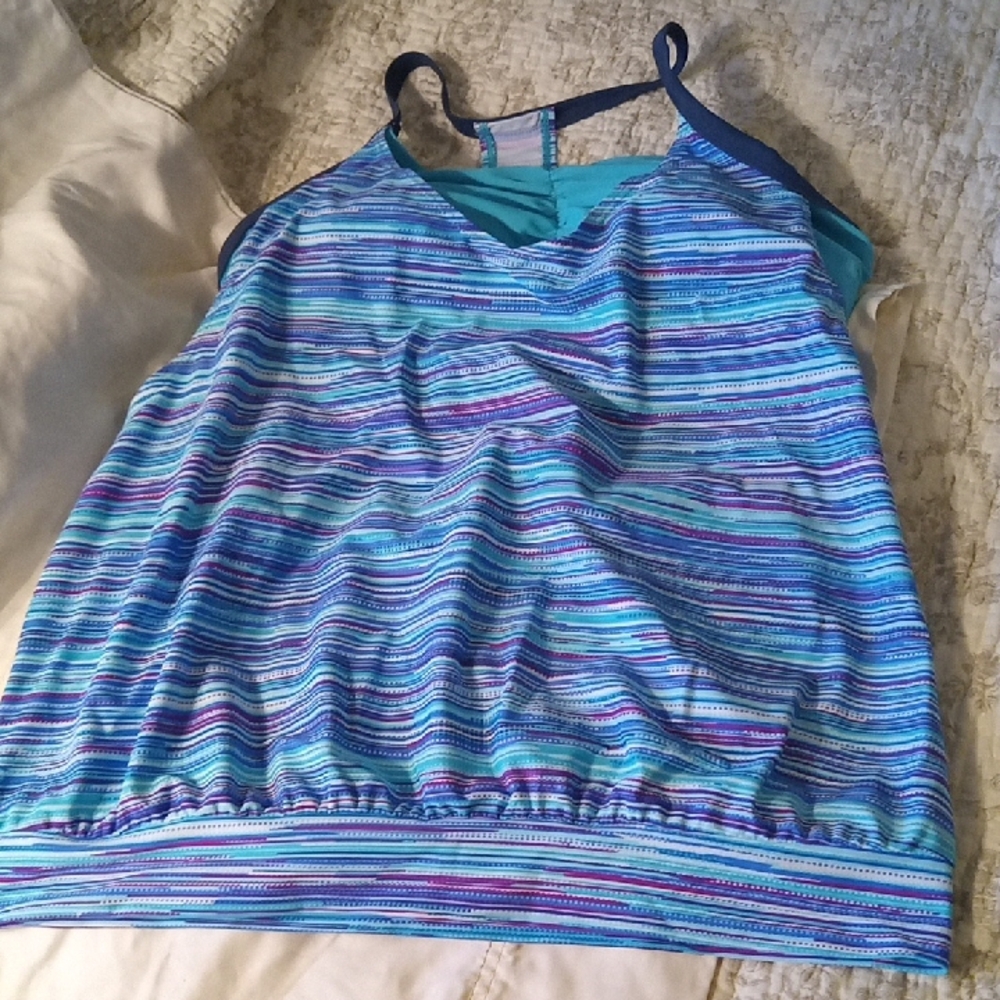 Free Country Blue and Purple Striped Swim Coverup